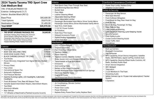 2024 Toyota Tacoma TRD Sport Double Cab 5' Bed AT