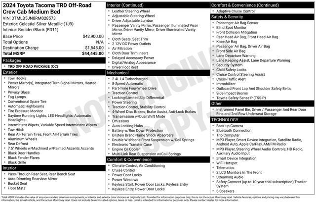 2024 Toyota Tacoma TRD Off Road Double Cab 5' Bed AT