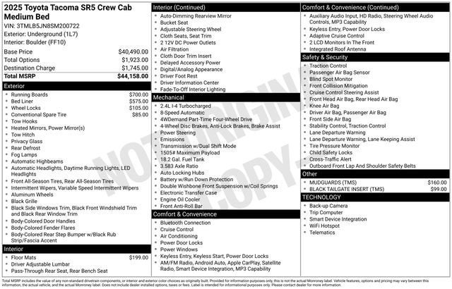 2025 Toyota Tacoma SR5 Double Cab 5' Bed AT