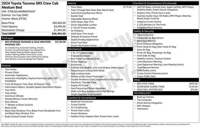 2024 Toyota Tacoma SR5 Double Cab 5' Bed AT