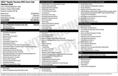 2021 Toyota Tacoma SR Double Cab 5' Bed I4 AT