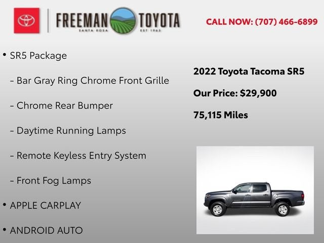 2022 Toyota Tacoma SR Double Cab 5' Bed I4 AT