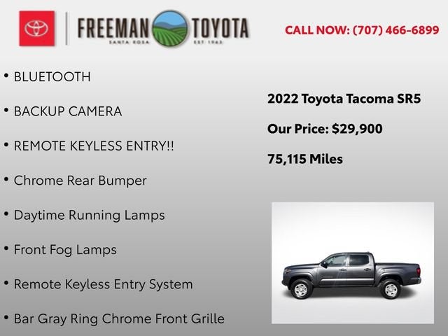 2022 Toyota Tacoma SR Double Cab 5' Bed I4 AT