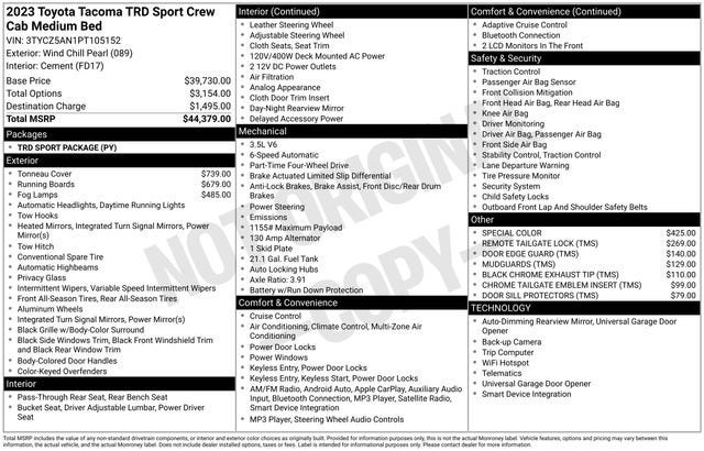 2023 Toyota Tacoma TRD Sport Double Cab 5' Bed V6 AT