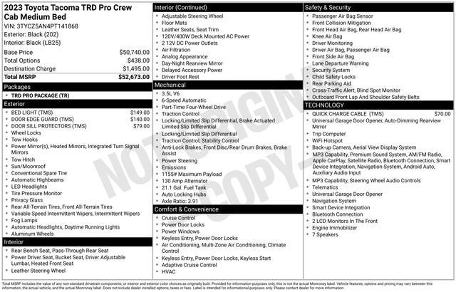 2023 Toyota Tacoma SR Double Cab 5' Bed V6 AT