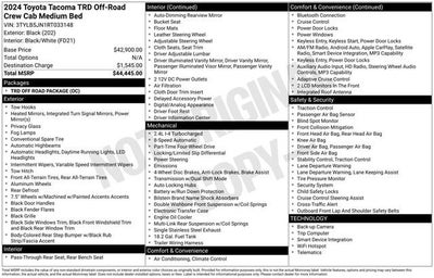 2024 Toyota Tacoma TRD Off Road Double Cab 5' Bed AT