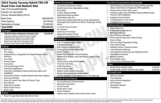 2024 Toyota Tacoma TRD Off Road Hybrid Double Cab 5' Bed AT