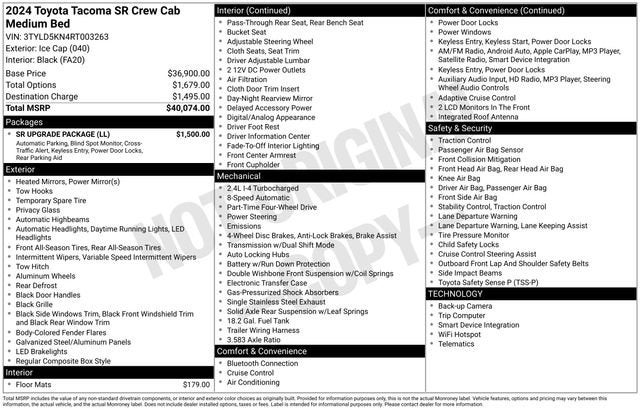 2024 Toyota Tacoma SR Double Cab 5' Bed AT
