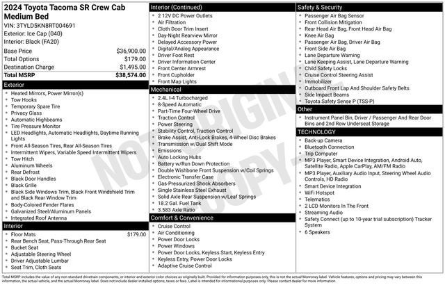 2024 Toyota Tacoma SR Double Cab 5' Bed AT