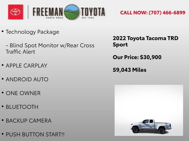 2022 Toyota Tacoma TRD Sport Access Cab 6' Bed V6 AT