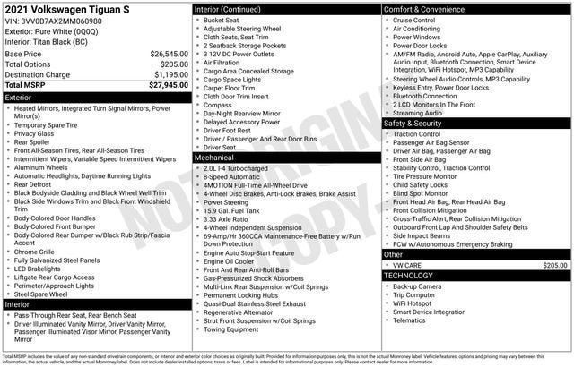 2021 Volkswagen Tiguan 2.0T S 4MOTION
