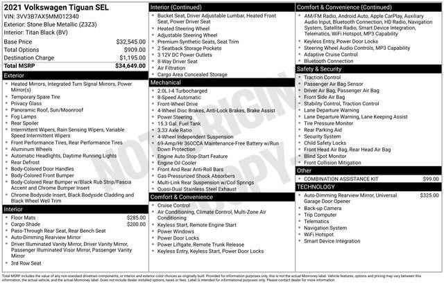 2021 Volkswagen Tiguan 2.0T SEL FWD