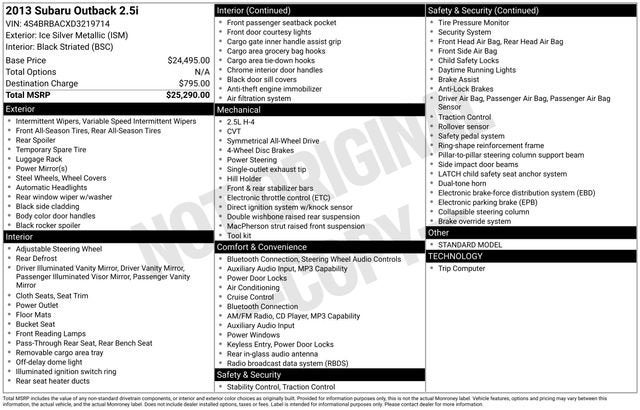 2013 Subaru Outback 4dr Wgn H4 Auto 2.5i