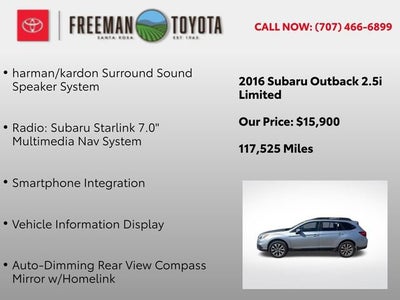 2016 Subaru Outback 4dr Wgn 2.5i Limited PZEV