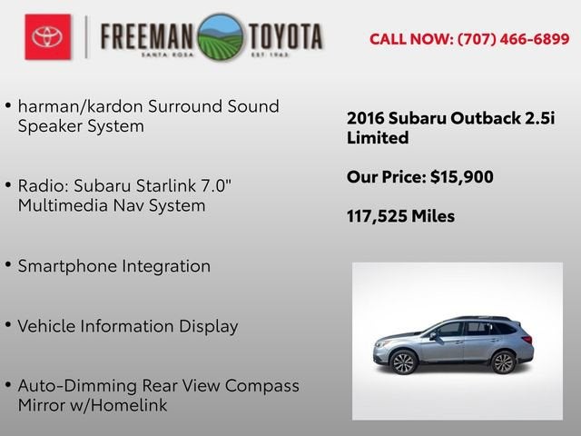 2016 Subaru Outback 4dr Wgn 2.5i Limited PZEV