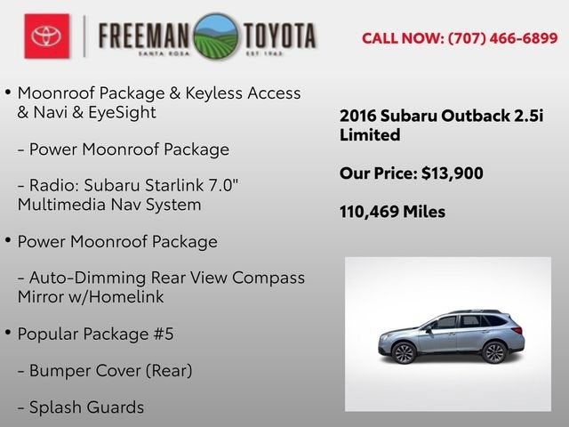 2016 Subaru Outback 4dr Wgn 2.5i Limited PZEV