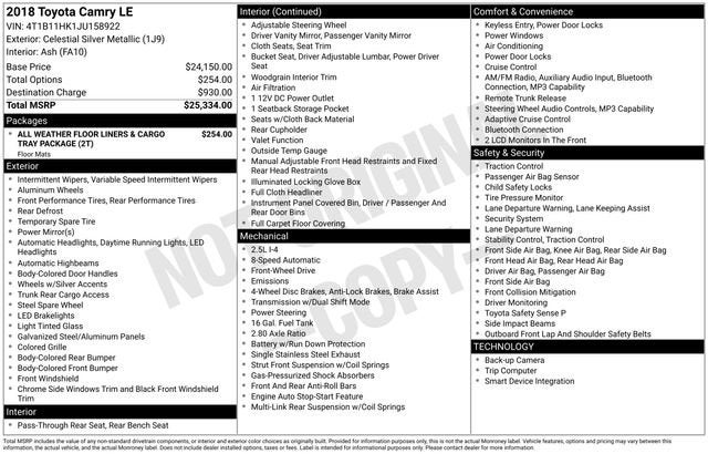 2018 Toyota Camry L Auto