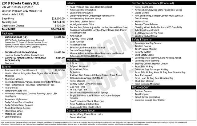 2018 Toyota Camry XLE Auto