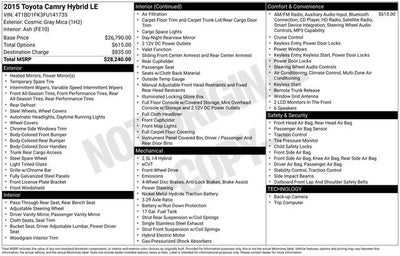 2015 Toyota Camry Hybrid 4dr Sdn LE