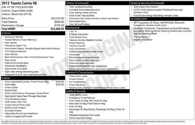 2012 Toyota Camry 4dr Sdn I4 Auto L