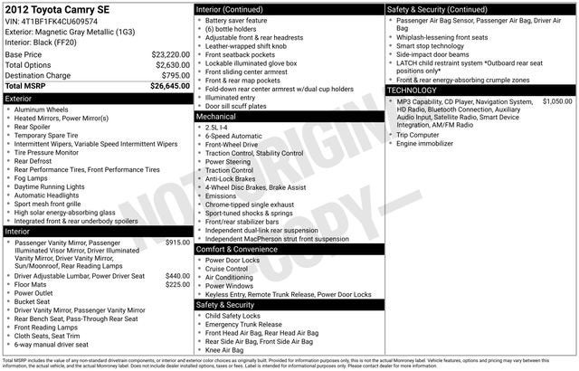 2012 Toyota Camry 4dr Sdn I4 Auto L
