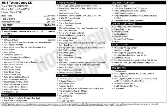 2016 Toyota Camry 4dr Sdn I4 Auto XLE