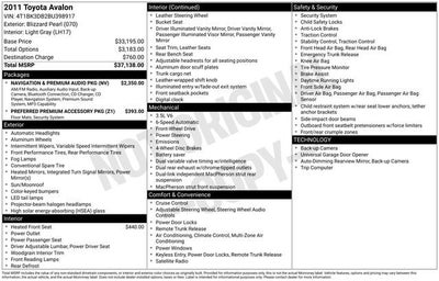 2011 Toyota Avalon 4dr Sdn
