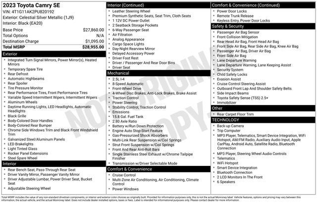 2023 Toyota Camry SE Auto