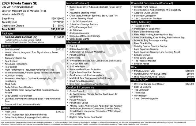 2024 Toyota Camry SE Auto AWD
