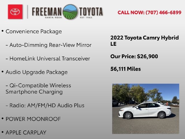 2022 Toyota Camry Hybrid LE CVT