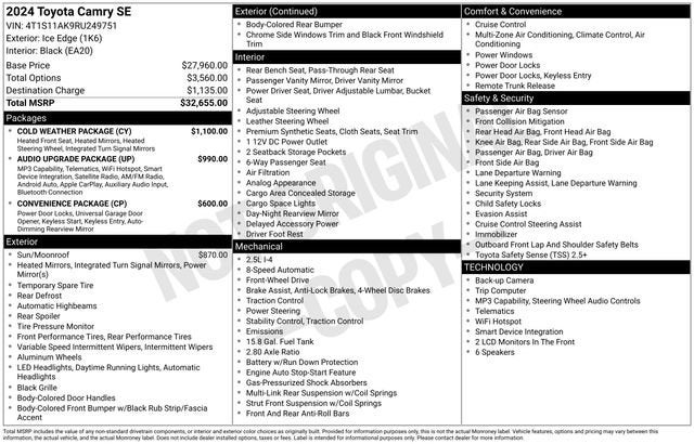 2024 Toyota Camry SE Auto