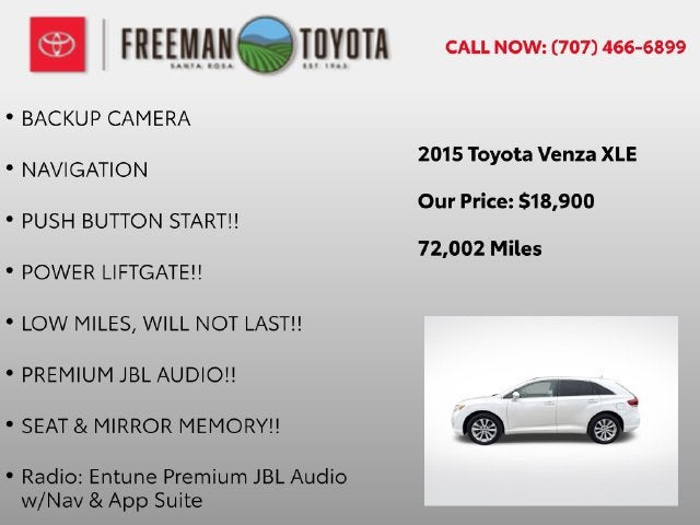 2015 Toyota Venza 4dr Wgn I4 FWD XLE