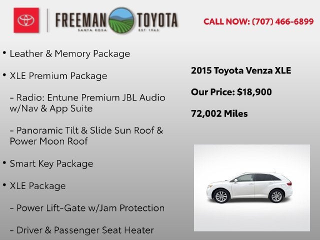 2015 Toyota Venza 4dr Wgn I4 FWD XLE