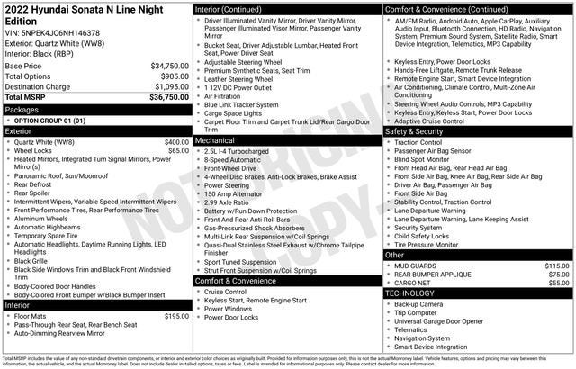 2022 Hyundai Sonata N Line Night Edition 2.5T *Ltd Avail*