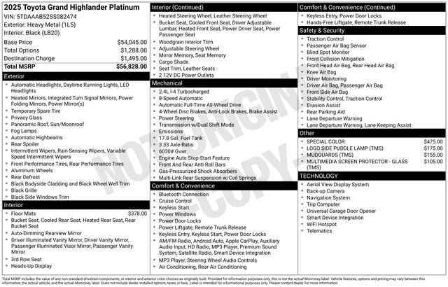 2025 Toyota Grand Highlander Platinum AWD