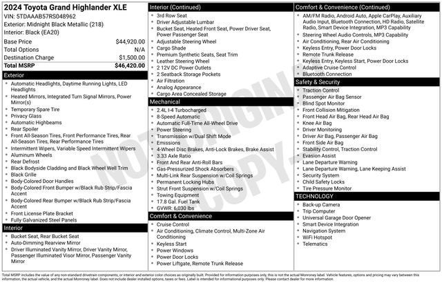 2024 Toyota Grand Highlander XLE AWD
