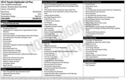 2014 Toyota Highlander AWD 4dr V6 LE Plus