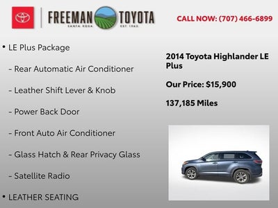 2014 Toyota Highlander AWD 4dr V6 LE Plus
