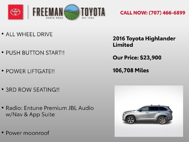 2016 Toyota Highlander AWD 4dr V6 Limited