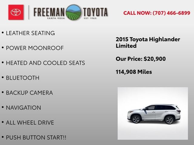 2015 Toyota Highlander AWD 4dr V6 Limited