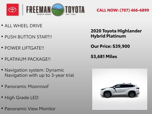 2020 Toyota Highlander Hybrid Platinum AWD