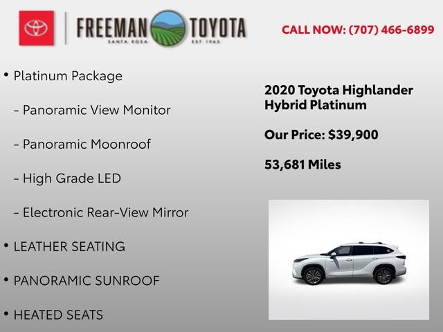 2020 Toyota Highlander Hybrid Platinum AWD