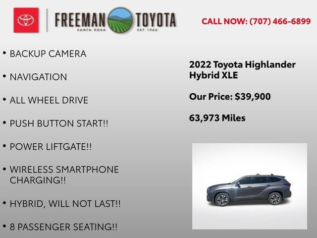 2022 Toyota Highlander Hybrid XLE AWD