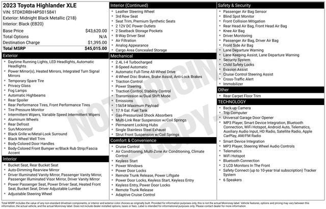 2023 Toyota Highlander XLE AWD