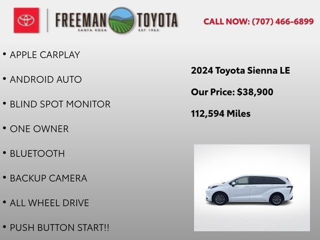 2024 Toyota Sienna LE AWD 8-Passenger