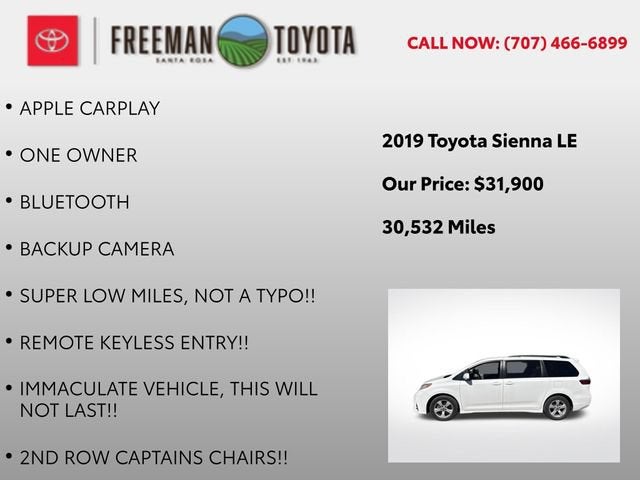 2019 Toyota Sienna LE FWD 8-Passenger
