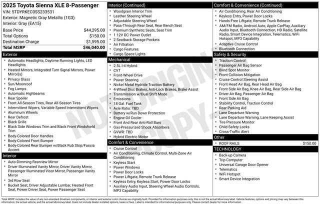 2025 Toyota Sienna XLE FWD 8-Passenger