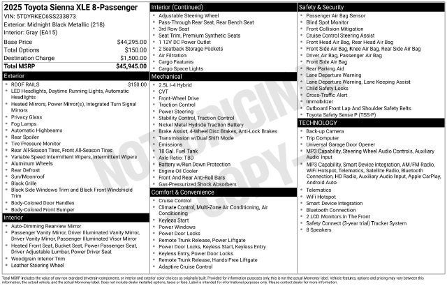 2025 Toyota Sienna XLE FWD 8-Passenger