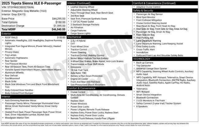 2025 Toyota Sienna XLE FWD 8-Passenger