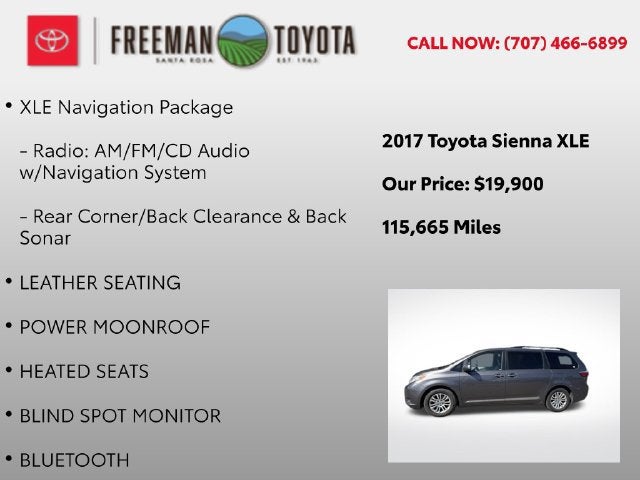 2017 Toyota Sienna XLE Auto Access Seat FWD 7-Passenger